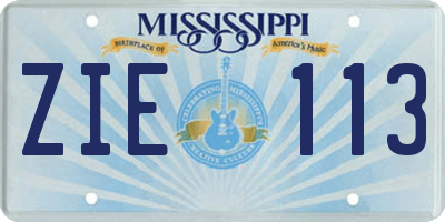 MS license plate ZIE113