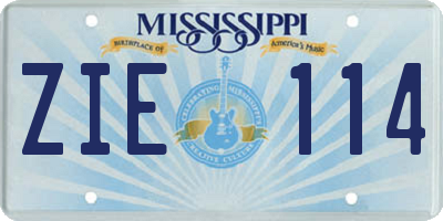 MS license plate ZIE114
