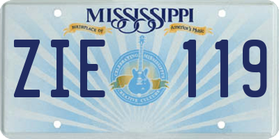 MS license plate ZIE119