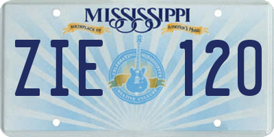MS license plate ZIE120
