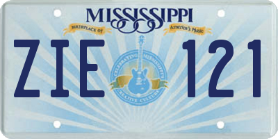MS license plate ZIE121