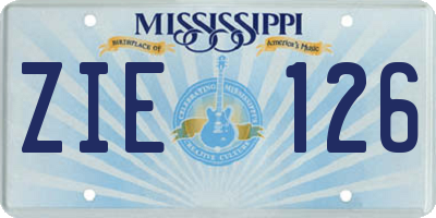 MS license plate ZIE126