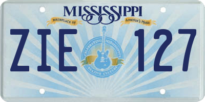 MS license plate ZIE127