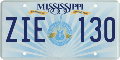 MS license plate ZIE130