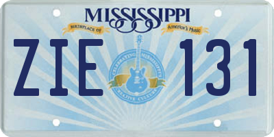 MS license plate ZIE131