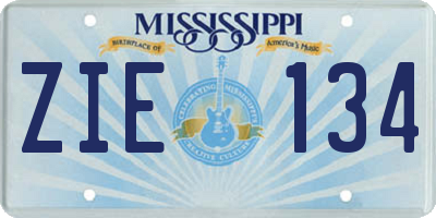 MS license plate ZIE134