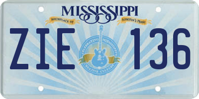 MS license plate ZIE136