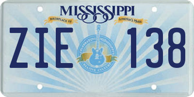 MS license plate ZIE138
