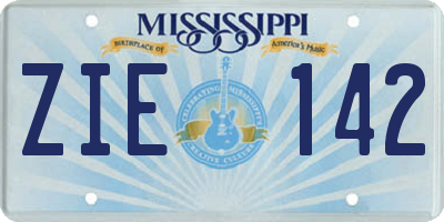 MS license plate ZIE142