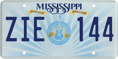 MS license plate ZIE144