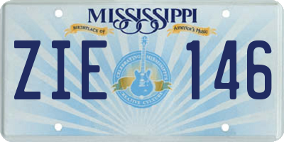 MS license plate ZIE146