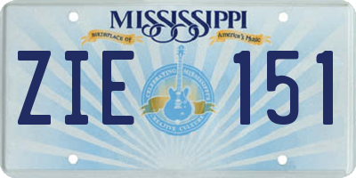 MS license plate ZIE151