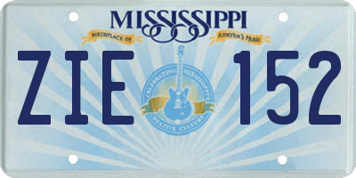 MS license plate ZIE152