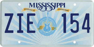 MS license plate ZIE154