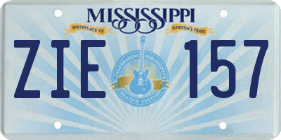 MS license plate ZIE157