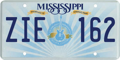 MS license plate ZIE162