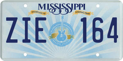 MS license plate ZIE164
