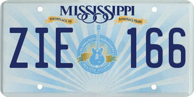 MS license plate ZIE166