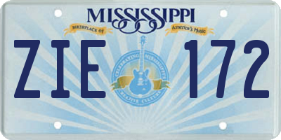 MS license plate ZIE172