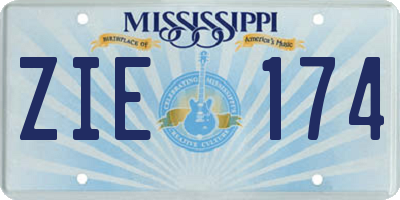 MS license plate ZIE174