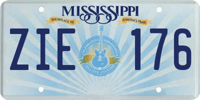 MS license plate ZIE176