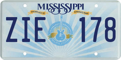 MS license plate ZIE178