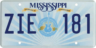 MS license plate ZIE181