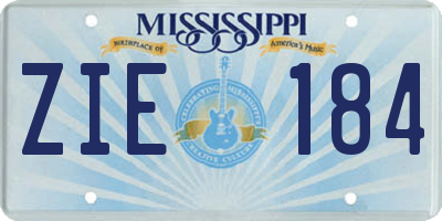 MS license plate ZIE184