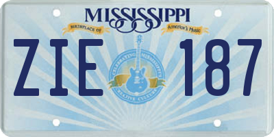 MS license plate ZIE187
