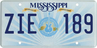 MS license plate ZIE189