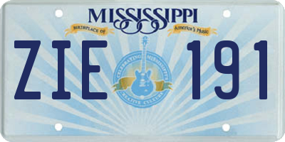 MS license plate ZIE191