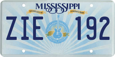 MS license plate ZIE192