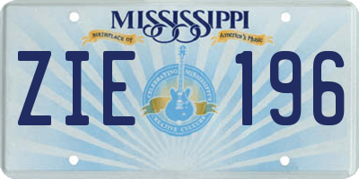 MS license plate ZIE196