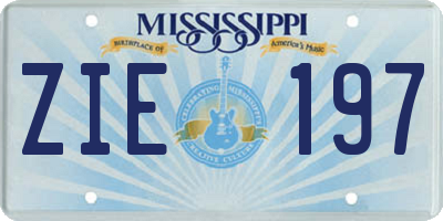MS license plate ZIE197