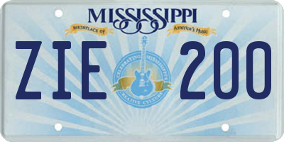 MS license plate ZIE200