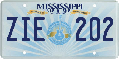 MS license plate ZIE202