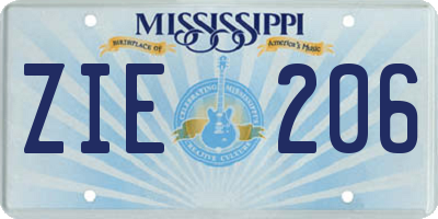 MS license plate ZIE206