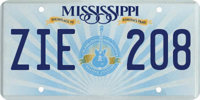 MS license plate ZIE208