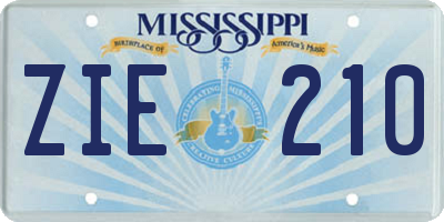 MS license plate ZIE210