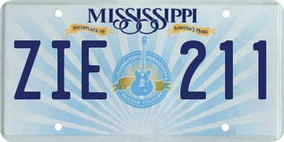 MS license plate ZIE211