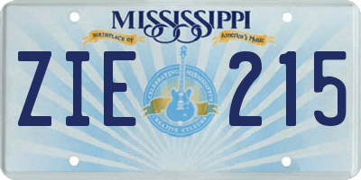 MS license plate ZIE215