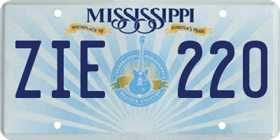 MS license plate ZIE220