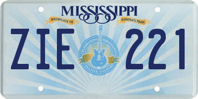 MS license plate ZIE221