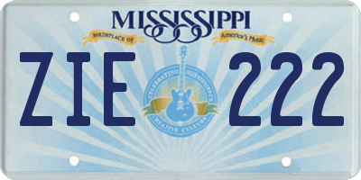 MS license plate ZIE222