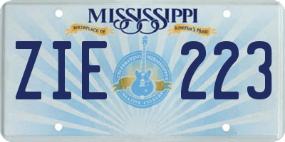 MS license plate ZIE223