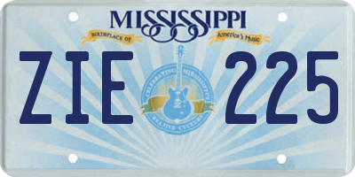 MS license plate ZIE225