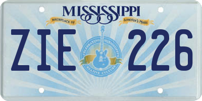 MS license plate ZIE226