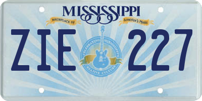 MS license plate ZIE227