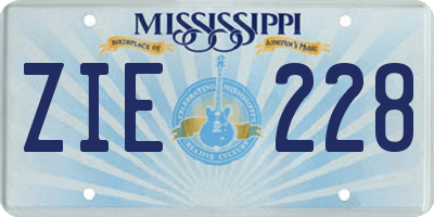 MS license plate ZIE228