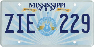 MS license plate ZIE229
